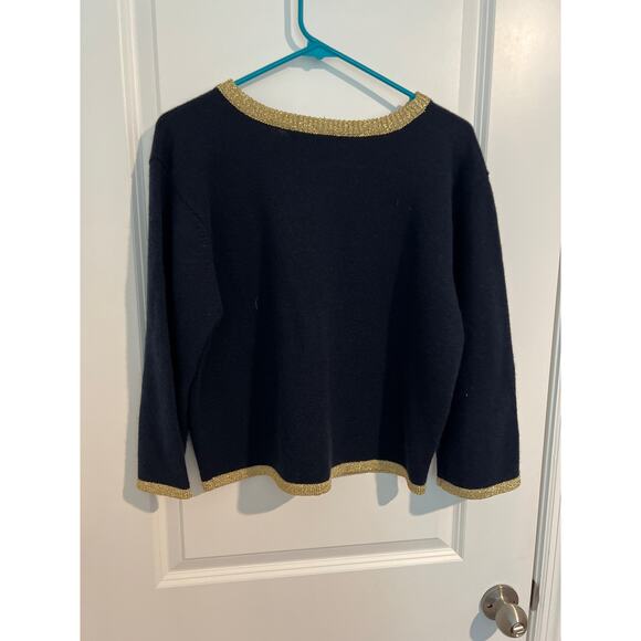 Adrienne Vittadini Good as Gold Long Sleeve Crew Neck Pullover Sweater Black - Picture 4 of 4